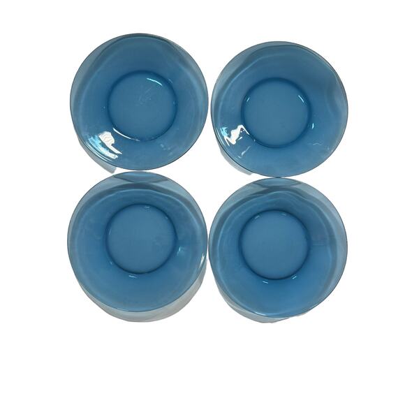 Transparent Cobalt Blue Glass Salad Dessert Plates Set of 4 - Picture 1 of 3